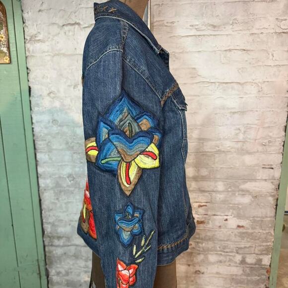 Vintage 90s y2k chicos embroidered jean jacket women's size 1( chicos) - Picture 2 of 5